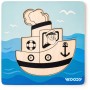 WOODY DŘEVO Baby vkládací puzzle loďka skládačka 5 dílků na desce