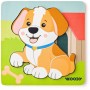 WOODY DŘEVO Baby vkládací puzzle pejsek skládačka 5 dílků na desce