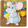 WOODY DŘEVO Baby vkládací puzzle myška skládačka 5 dílků na desce