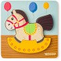 WOODY DŘEVO Baby vkládací puzzle koník skládačka 5 dílků na desce