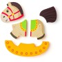 WOODY DŘEVO Baby vkládací puzzle koník skládačka 5 dílků na desce