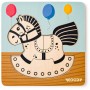 WOODY DŘEVO Baby vkládací puzzle koník skládačka 5 dílků na desce