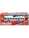 Trolejbus kovový 16cm zpětný chod český design otevírací dveře