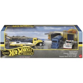 MATTEL HOT WHEELS 3ks prémiový angličák s týmovým tahačem - závod Le Mans 1:64