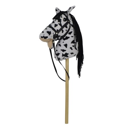 PLYŠ Kůň na tyči plyš 70cm na baterie se zvukem bílo-černý (Appaloosa)