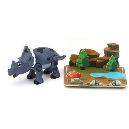 Stavebnice dino magnetická Triceratops 3D 7 dílků v krabici