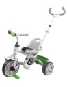 Tříkolka pro menší děti s vodící tyčí a košíkem zeleno-bílá