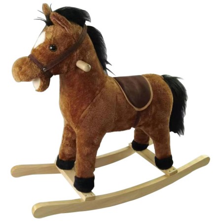 Kůň houpací hnědý plyšový 71 cm