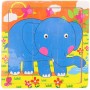 DŘEVO Puzzle zvířátka vkládací na desce 9 dílků 6 druhů