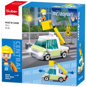 SLUBAN Metropolis Opravářský vůz zpětný chod 99 dílků + figurka STAVEBNICE