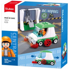 SLUBAN Metropolis Auto zametač zpětný chod 104 dílků + figurka STAVEBNICE
