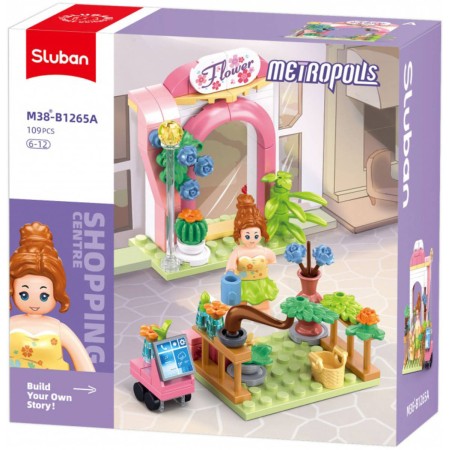 SLUBAN Metropolis Květinářství 109 dílků + figurka STAVEBNICE