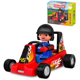 EFKO IGRÁČEK Závodník povolání set figurka kloubová + červená motokára