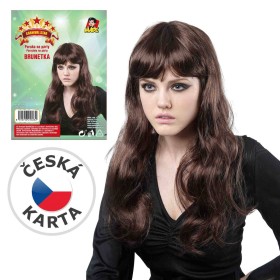 KARNEVAL Paruka hnědé dlouhé vlasy *KARNEVALOVÝ DOPLNĚK*