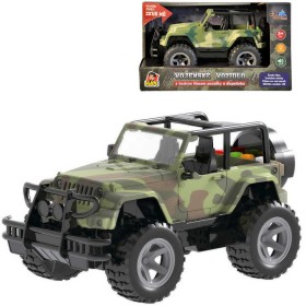 Auto Jeep vojenské army vozidlo na setrvačník 23cm na baterie Zvuk CZ plast