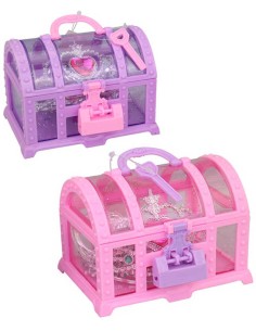 Sada krásy dětská bižuterie 5ks v truhlici na klíček 2 barvy plast