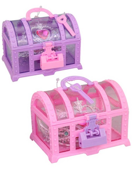 Sada krásy dětská bižuterie 5ks v truhlici na klíček 2 barvy plast