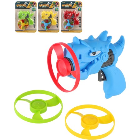Vrtulky barevné vystřelovací set 3ks s vystřelovačem dinosaurus 4 barvy