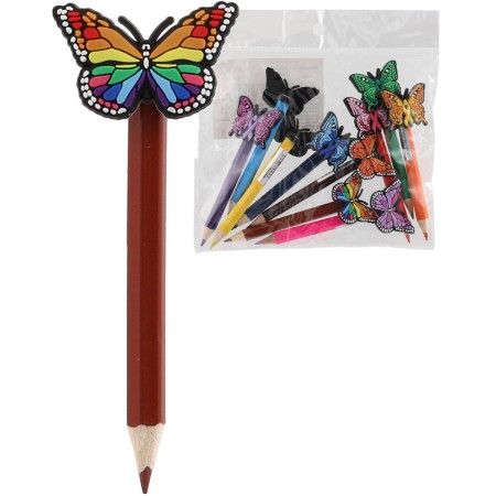 Tužka barevná set pastelka + ozdoba motýlek 10 druhů