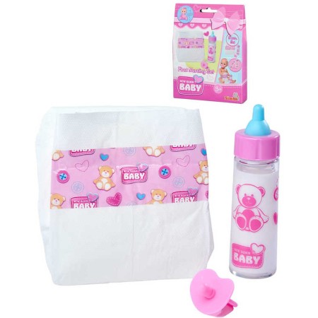 SIMBA New Born Baby set pro panenku miminko dudlík lahvička plínka (plenka)
