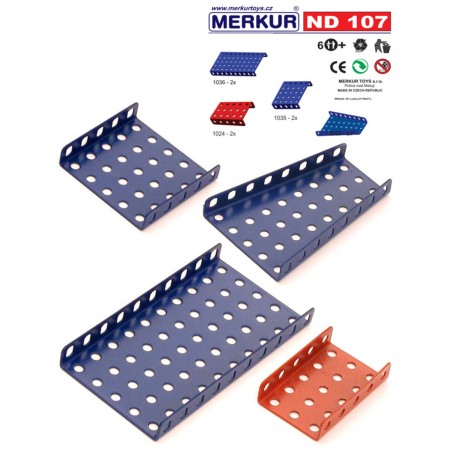 MERKUR ND107 Desky zkosené a zahnuté náhradní díl set 8ks KOVOVÁ STAVEBNICE