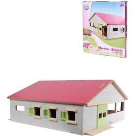 KIDS GLOBE Stáj pro koně 62x56cm DŘEVĚNÁ STAVEBNICE