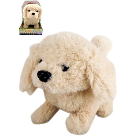 MAC TOYS Pejsek béžový interaktivní zvířátko chodící na baterie Zvuk PLYŠ