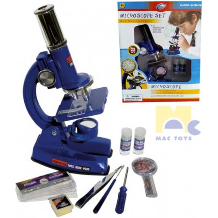 MAC TOYS Mikroskop dětský zvětšení 100/200/450x sada malý věděc 23ks v krabici