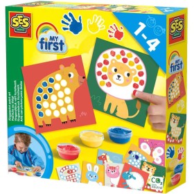 SES CREATIVE Dobarvi si zvířátko baby set prstové barvy se šablonami