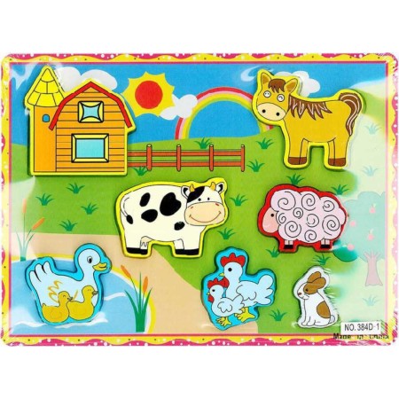 DŘEVO Baby vkládačka zvířátka farma *DŘEVĚNÉ HRAČKY*