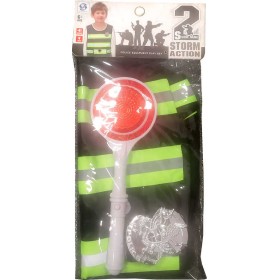 Policista set plácačka s vestou a odznakem na baterie Světlo Zvuk