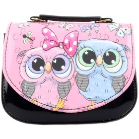 Kabelka dětská černá sovičky 18x15cm plast