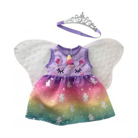 MAC TOYS Šaty pro panenku 40-43cm víla set s plínou a dudlíkem Duhová