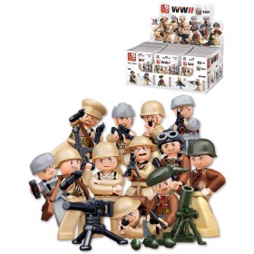 SLUBAN ARMY WWII Mini figurka voják 12 druhů set s doplňky ke stavebnici plast
