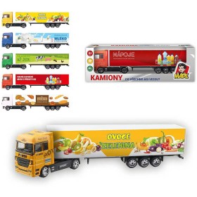 Auto kamion 20cm s potiskem potraviny volný chod 5 druhů plast