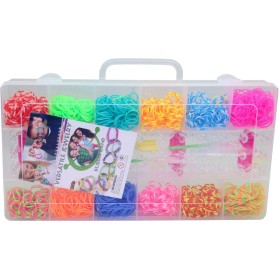 UDĚLEJ SI NÁRAMEK Gumičky LOOM BANDS 1400ks set s doplňky mix barev