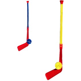 Hokejka dětská 74cm set hokejová hůl barevná s pukem mix barev plast