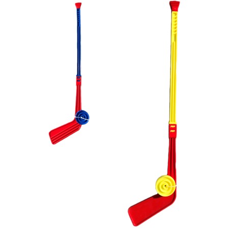 Hokejka dětská 74cm set hokejová hůl barevná s pukem mix barev plast