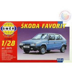 SMĚR Model auto Škoda Favorit klik 1:28 (stavebnice auta)