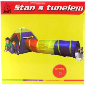 Stan s tunelem (domeček) prolézací domek pro děti 280 x 112 x 94 cm