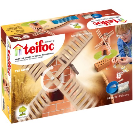 TEIFOC Větrný mlýn 100 dílků pálené cihličky s maltou 4040 STAVEBNICE