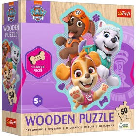 TREFL DŘEVO Puzzle obrysové Tlapková Patrola Veselá štěňata 20x26cm 50 dílků