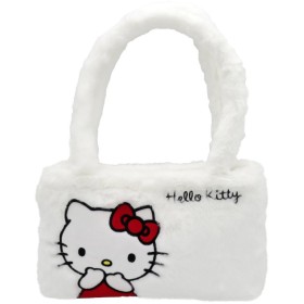 EP Line Taška bílá kočička Hello Kitty plyšová malá 26x17cm na zip