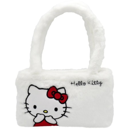 EP Line Taška bílá kočička Hello Kitty plyšová malá 26x17cm na zip