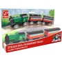 HAPE DŘEVO Vláček parní osobní set mašinka + 2 vagonky