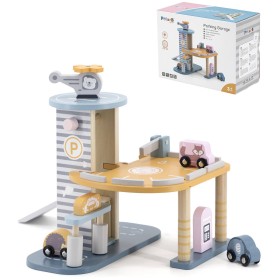 VIGA DŘEVO PolarB Garáž 2 patra se 3 auty a helikoptérou *DŘEVĚNÉ HRAČKY*