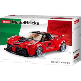 SLUBAN Model Bricks Auto červený italský sporťák 262 dílků + 2 figurky STAVEBNICE