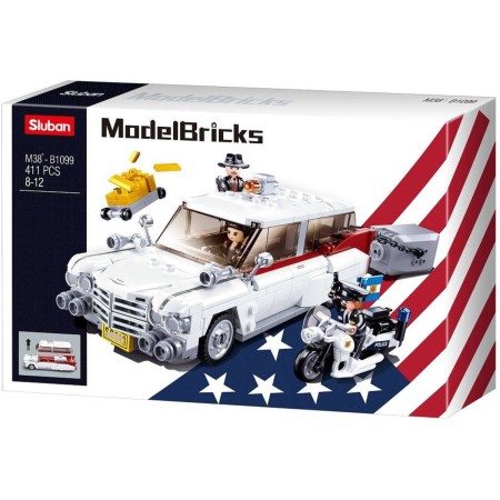 SLUBAN Model Bricks Auto americký vůz pro lupiče 411 dílků + 3 figurky STAVEBNICE