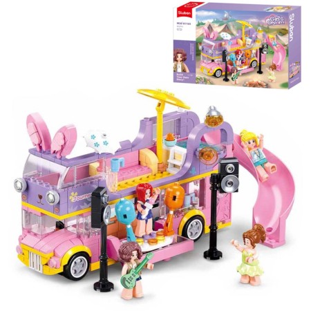 SLUBAN Girls Dream Autobus hudební karavan 412 dílků + 4 figurky STAVEBNICE