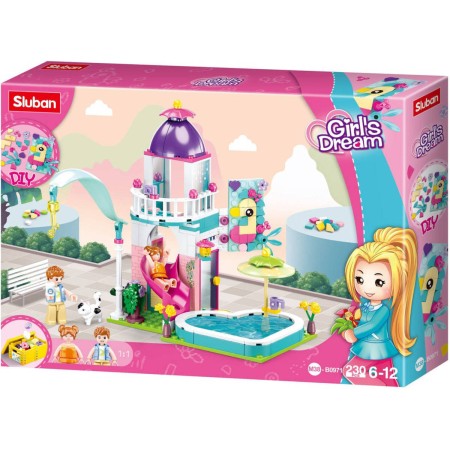 SLUBAN Girls Dream Domek se skluzavkou 230 dílků + 2 figurky STAVEBNICE
